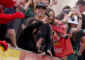 Wrexham Co-Owner, Rob McElhenney, smiles during a victory parade in Wrexham