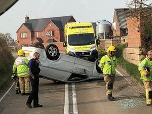 Supporting image for story: Driver escapes after van flips on roof outside Market Drayton