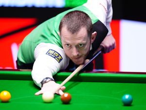 Mark Allen in action at the Halo World Snooker Championship 2025