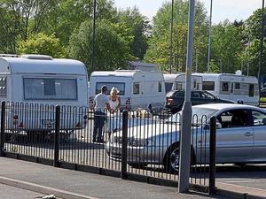 Supporting image for story: Roads blocked after travellers set up camp on Wolverhampton car park