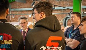 Gavin Williamson MP meeting Automotive students at Rodbaston College