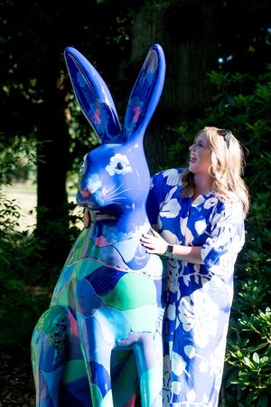 Weston Park's Victoria Hodgkins with one of the sculptures