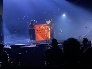 Just Stop Oil supporters disrupting a West End performance