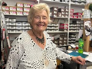 Jean Banbury, aged 90, who has worked at Sowerby's Shoes in Stourbridge for 50 years