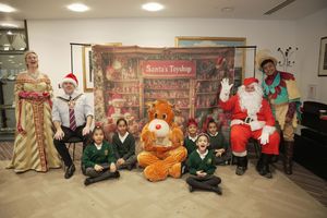 Debra Stephenson and Zac Douglas, who play the Queen and the herald in the Grand Theatre's production of Sleeping Beauty popped along to surprise the children along with Father Christmas and Rudoph