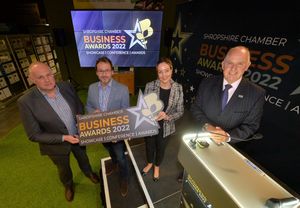Steve Owen from Paveaways. Mark Bebb from Salop Leisure, chamber events manager Kelly Roberts and CEO Richard Sheehan