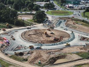 Supporting image for story: Drone photos reveal changes being made at Mile End Roundabout