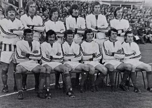 Chambers, Graham Saint, Mick Moore, Paul Pridgeon, Bryan Booth, Front: Chic Bates, John Davies, Pat McGrath, Geoff Green, Ray Haywood, Bob Taylor.