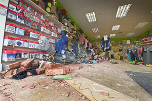 Damage inside the charity shop