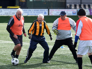 Supporting image for story: It's a goal! 'Ninja' Mike's still banging them in on his 90th birthday