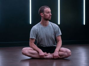Joe Sharp practising his yoga