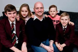 Caine Wildman 14, Indy Wildman, six, Craig Wildman, 40, father Jensen Wildman, five, and Vinnie Wildman, aged 11