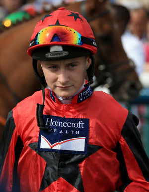 Jockey Cieren Fallon walks into the parade ring prior to the William Hill Portland Handicap Stakes during day four of the William Hill St Leger Festival at Doncaster Racecourse..