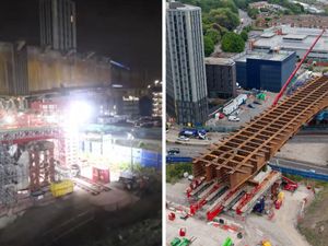 Supporting image for story: Watch 1,631-tonne West Midlands HS2 bridge being moved into place during the night