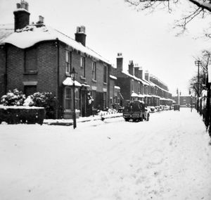 Burton Street, Shrewsbury, in January 1955. This picture is in an album among family effects owned by John Pinnington.