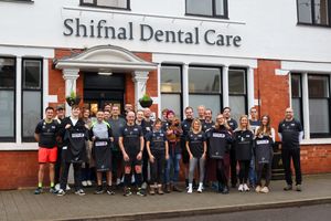 Shifnal Striders take a trip to the Shifnal Dentist Care, which has sponsored them