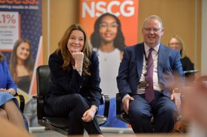 Education Secretary: Gillian Keegan and Principal Craig Hodgson, were chatting to students and look around the new building..