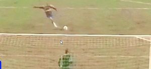 No stopping that: The famous Kevin Pressman penalty in the shootout.