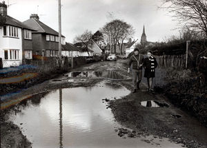 Potholes meant Hall End Lane in Pattingham suffered badly during the wet weather of December, 1978