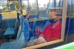 Claire Brown aboard the park-and-ride service for Shrewsbury