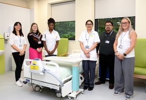 Students in the clinical skills centre at Telford College's Wellington campus.