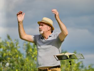 Supporting image for story: Singers meet again for outdoor rehearsal
