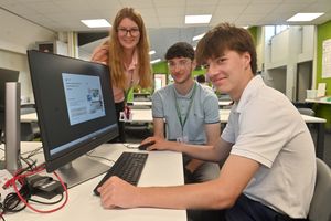 Inside Idsall School's sixth form area. Pictured is Heidi Dunkerley 16, Alfie Hughes 17 and Freddie Dickson 17.