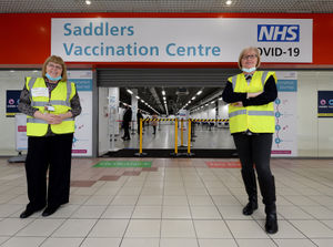 Walsall councillors Chris Bott and Diane Coughlan, who were volunteering