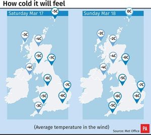 How cold it will feel when you factor in wind chill