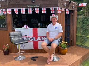 Nicola Broad: Enjoying watching the Euros in our garden bar!