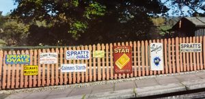 The Spratt's signs on the far left and right have been stolen, along with the Colman's mustard and Champion bread cakes signs
