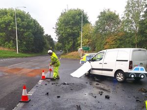 Supporting image for story: Van damaged in crash near M54 in Telford