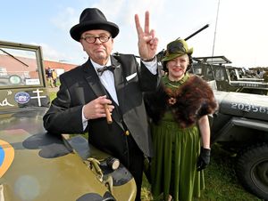 Derek Herbert as Winston Churchill, with his wife Linda Herbert