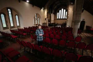  Rev Canon Nia Wyn Morris inside All Saints Church in Newtown