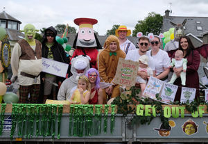 A friends group including the Sheldon, James, Prosser, Mears, Evans and Morris families created a great Shrek float. Image by Andy Compton