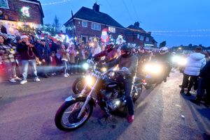 Motorcycle clubs came together to visit too.