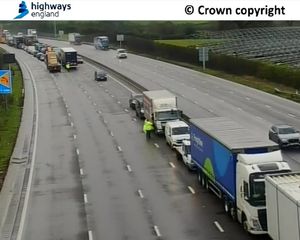 The M6 will be closed for the rest of the day to undergo resurfacing works to remove the spillage