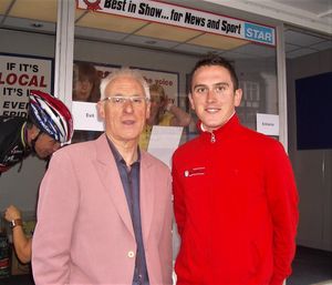 Geraint Thomas with Newport Nocturne stalwart Mick Jeggo