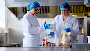Students in the Harper Adams University Food Academy kitchens