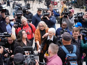 Erik and Lyle Menendez’s aunt Joan VanderMolen, centre, arrives to attend a hearing at the Van Nuys courthouse in Los Angeles