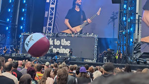 Black Sabbath beach ball bounces around the crowd at Villa Park. Credit: Oscar Wendt