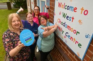 West Chadsmoor Family Centre were delighted when they were given funding to help their continue their work in the community. Pictured is F-B: Angela Staples (Deputy Manager), Manager: Heather Preece, Volunteer: Caroline Benton and Co-Ordinator: Emma Cox