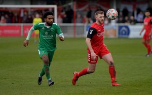 Whitchurch Alport's Sean Griffiths Newport's Mo Ahmed.