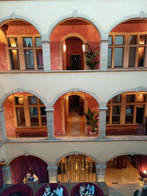 Not so long ago a rundown traboule, this former courtyard is now a spectacular dining area at the newly refurbished Cours des Loges hotel