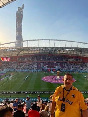 Wolverhampton Wanderers fan Jassa Dehal at England vs Iran at the Khalifa International Stadium.