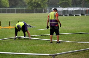 Workmen could be seen setting up the various festival areas