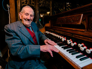 Supporting image for story: Trelystan Church organ player still hitting the right notes at 89
