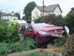 Supporting image for story: Car crashes into front gardens