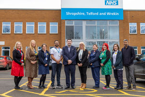 Telford MP Shaun Davies is pictured with staff at the Shropshire Community Health NHS Trust. 