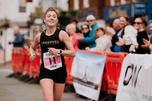 Lauren Copper was the first woman to cross the finishing line in the marathon